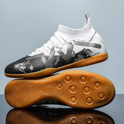 Chaussures de football de sport pour homme, à semelle plate, d'intérieur, montantes pour adultes, résistantes à l'usure, chaussures d'entraînement, pour adolescents, antidérapantes