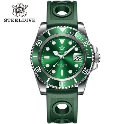 STEELDIVE SD1953 41MM Classic Water Ghost Calendar Magnifier NH35 Mechanical Movement BGW9 Super Luminous 30Bar Waterproof Watch