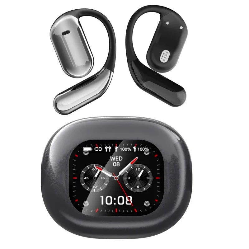 UYUXIO OWS Real Time Translation Earbuds with 144 Languages AI Translating Earphone with LCD Touch Screen Ear Buds Headphone