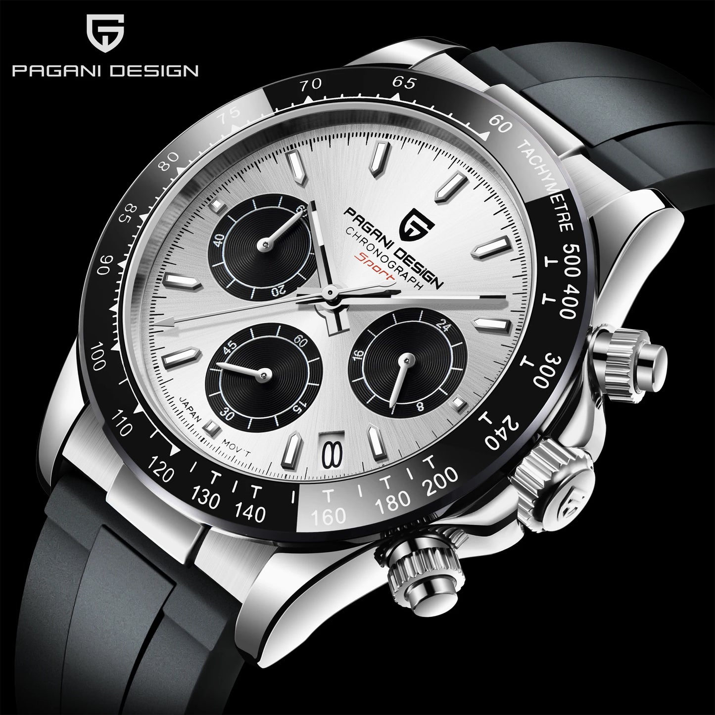PAGANI DESIGN New Gold Blue Luxury Quartz Watch For Men Gift Box VK63 Movt Chronograph Sapphire Crystal Stainless Steel Watch