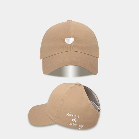 New Love Heart Baseball Cap Female High Ponytail Hat Hollow Empty Top Sun Protection Outdoor Sport Visor Adjustable Travel Cap