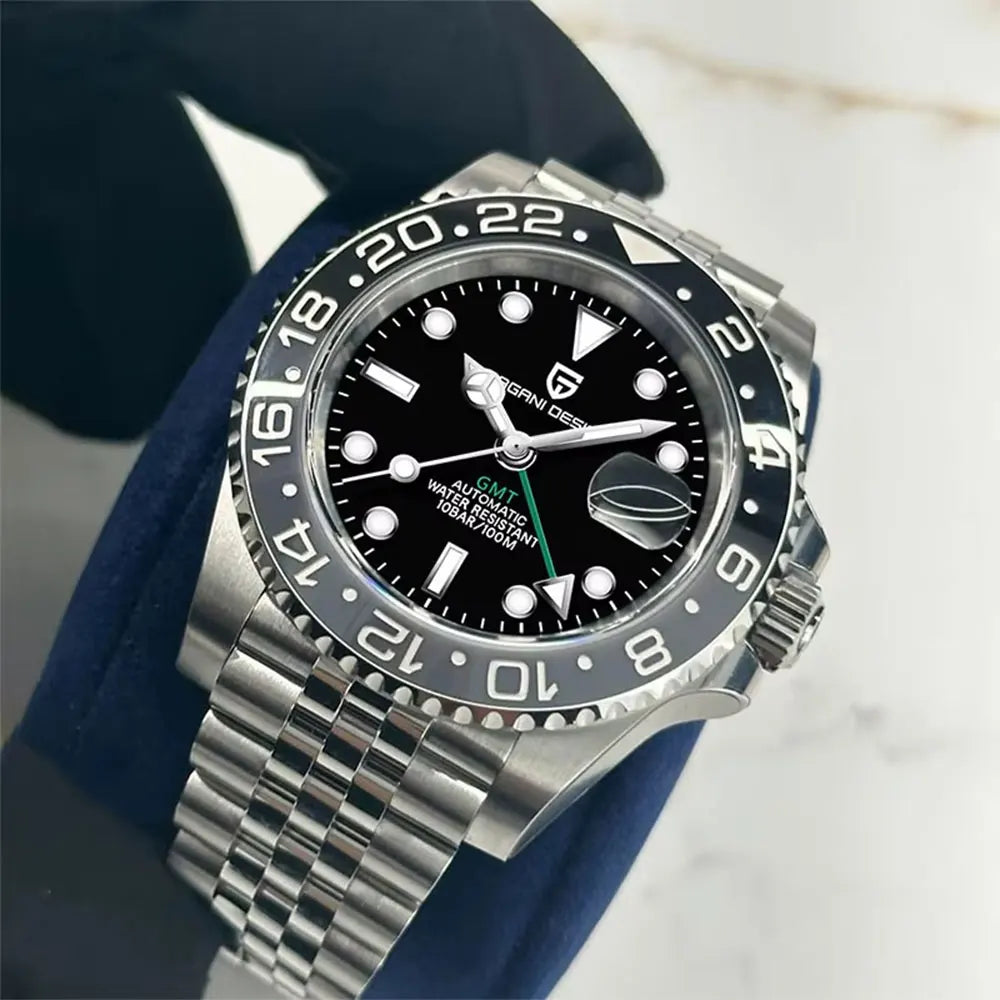 Man Watch PAGANI DESIGN GMT Men Mechanical WristWatch Luxury Sapphire Glass Waterproof 40mm Automatic Watch for Men Reloj Hombre