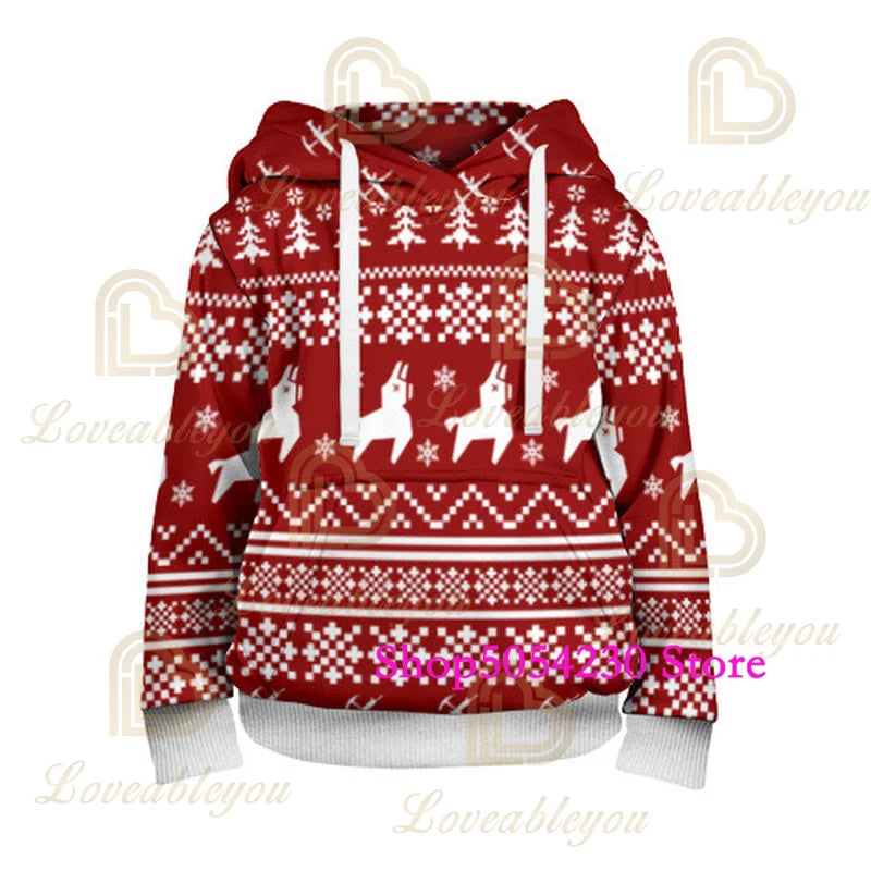 3D-gedruckter Llama Fortnite Hoodie Battle Royale Cartoon-Sweatshirt für Herren und Damen, Game-Hero-Kapuzenpullover für Teenager