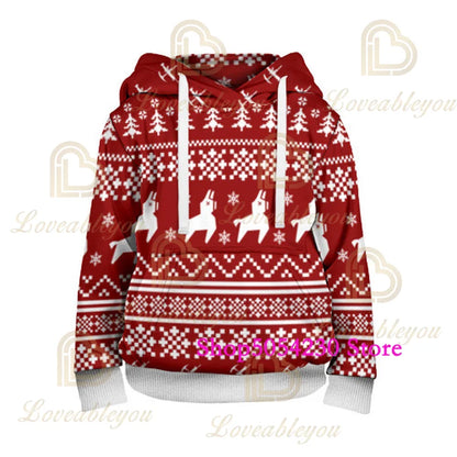 3D-gedruckter Llama Fortnite Hoodie Battle Royale Cartoon-Sweatshirt für Herren und Damen, Game-Hero-Kapuzenpullover für Teenager