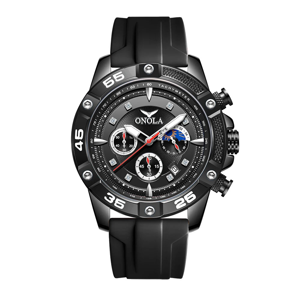 ONOLA New Fashion Casual Men's Watch Multi functional Fluorescent Tape Waterproof Quartz Military Watch Men's Clock High Quality