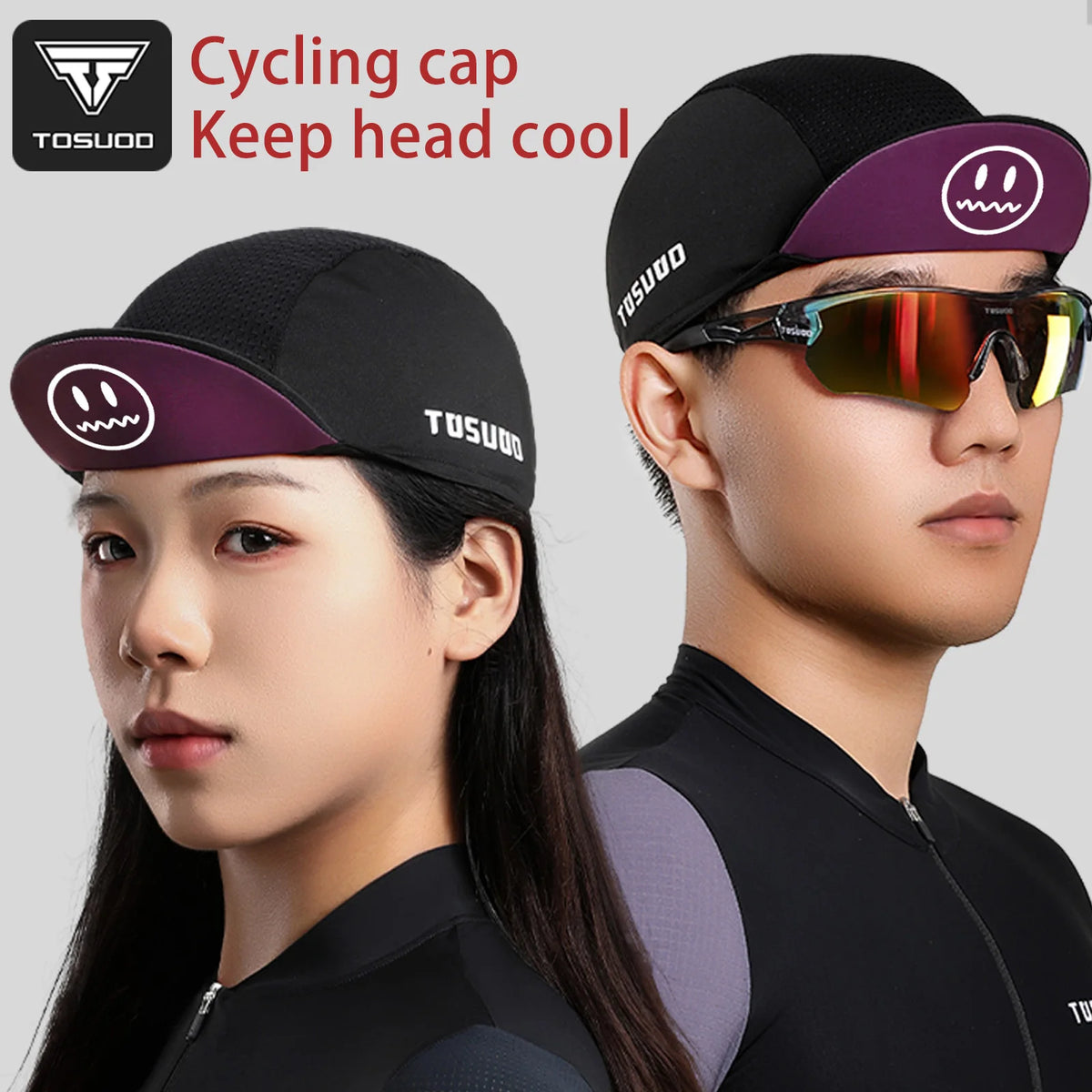 TOSUOD Fahrradmütze – atmungsaktiv, Sonnenschutz, schnell trocknend, hoch elastisch, individueller Stil, Unisex, Outdoor-Sport-Accessoires