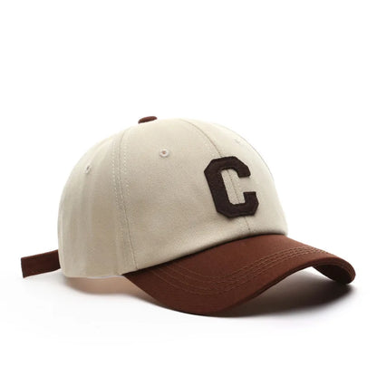 Vintage-Baseballkappe mit gesticktem „C“ | Zweifarbiges Design, verstellbarer Riemen, Unisex für Männer und Frauen