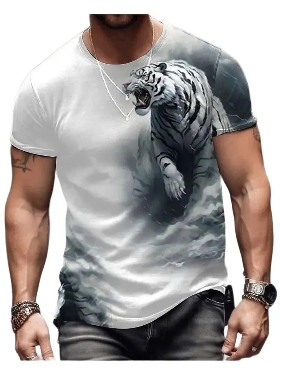 Summer Wolf Animal 3D Print T-Shirts Men Women Hip-hop Short Sleeve T Shirt Casual Oversized Harajuku Y2K Tops Tees Men Clothing