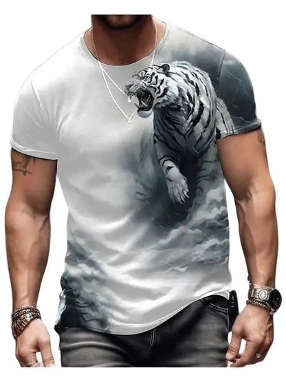 Summer Wolf Animal 3D Print T-Shirts Men Women Hip-hop Short Sleeve T Shirt Casual Oversized Harajuku Y2K Tops Tees Men Clothing