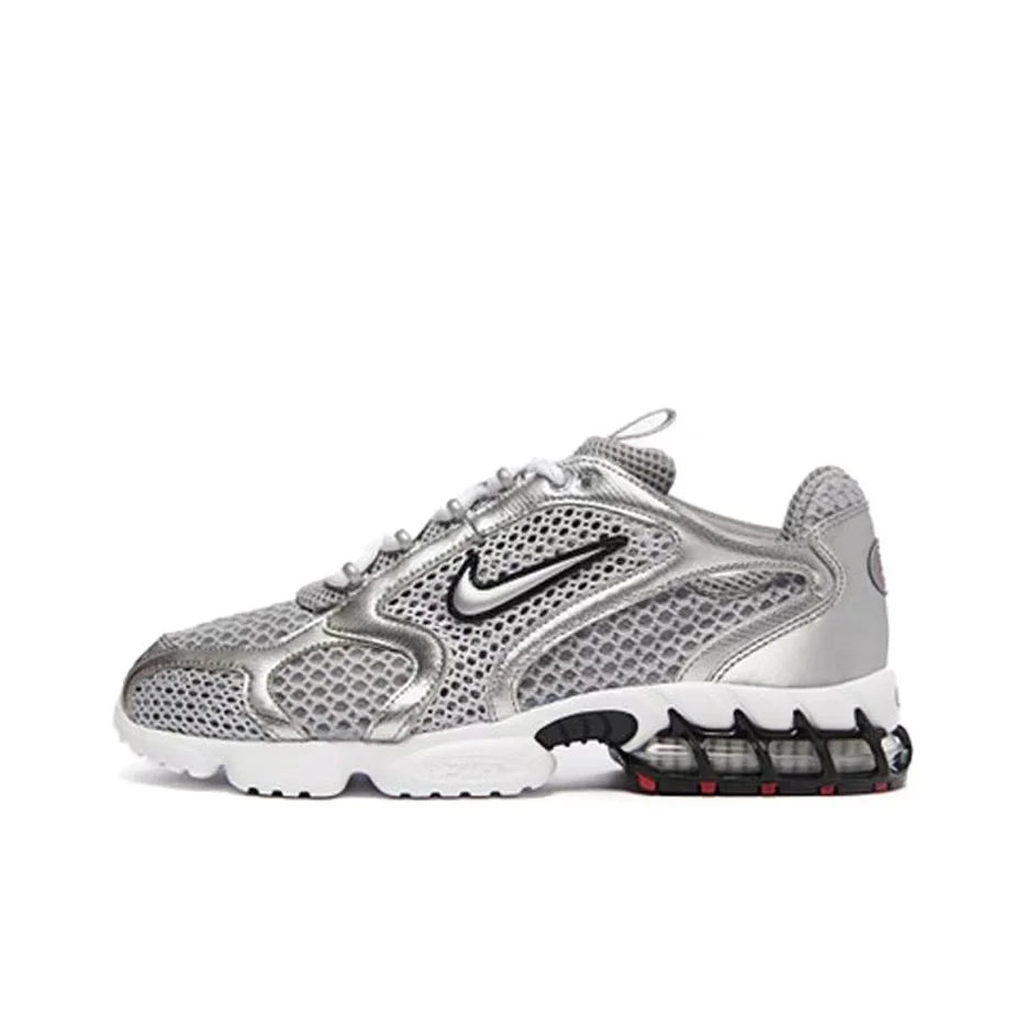 Nike Air Zoom Spiridon Cage 2 unisex žemi laisvalaikio bateliai, sportiniai, atsparūs dėvėjimuisi, pilki ir raudoni, Lifestyle avalynė CJ1288-600