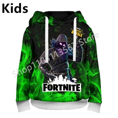 Llama Battle Royale Fortnite Hoodies, 3D Printed Sweatshirts for Men, Women, and Children, Boys and Girls Streetwear Pullover, Green Tops