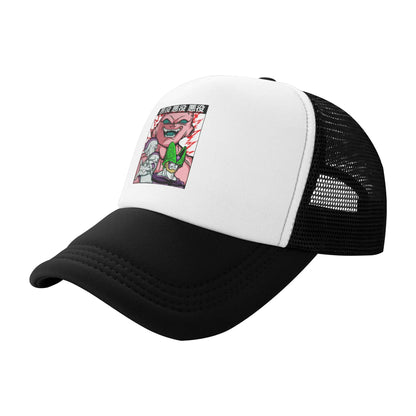 Produit gaming premium Fraquane, produits de luxe, nouvelle génération, équipement gamer Dragon Ball  Kid Buu Trucker Cap Unisex  Hats Sun Caps Trucker Cap Adjustable Polyester Mesh Baseball Cap Summer