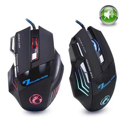 Rato Gaming com Fio para Computador, Retroiluminação RGB, Ergonómico e Silencioso, LED, 7 Botões, USB, para PC e Desktop