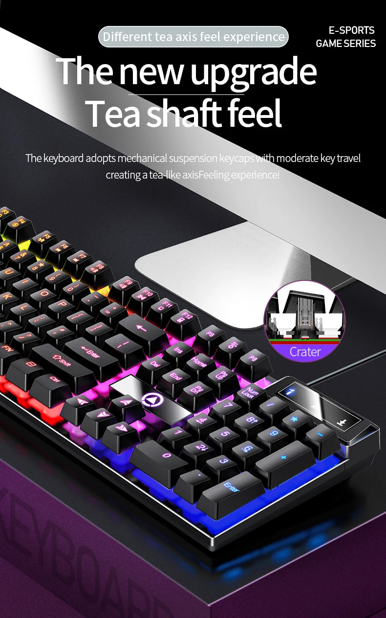 YINDIAO K500 Wired Gaming Keyboard for Laptop Desktops PC Computer Office Accessories Low Profile Gamer Keyboards with Numpad