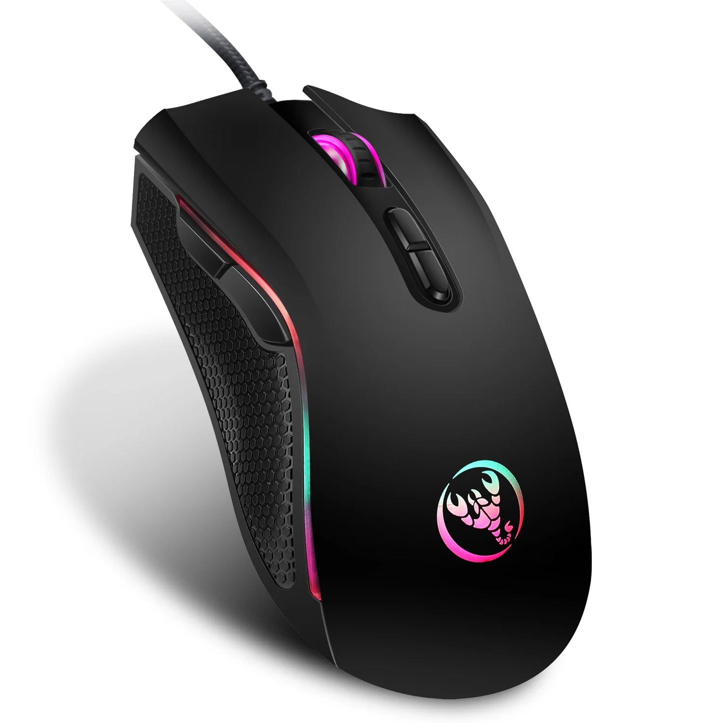 Exklusiv professionell optisk gamingmus med LED-bakgrundsbelysning i 7 klara färger och ergonomisk design, 3200 DPI, för LOL CS-gamers