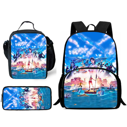Classic Game FortniteS Child Backpacks Lunch Bag Pencil Case Pupil Large Capacity School Bags For Boy Girl Best Gift