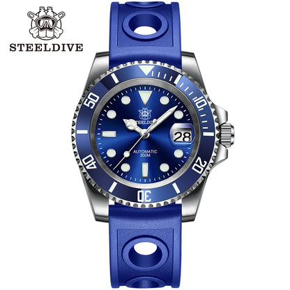 STEELDIVE SD1953 41MM Classic Water Ghost Calendar Magnifier NH35 Mechanical Movement BGW9 Super Luminous 30Bar Waterproof Watch