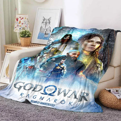 God of War Games Kratos Cartoon 3D Soft Blankets,Keep Warm Throw Blanket Comfortable Blanket for Picnic Beds Sofa Home Bedroom