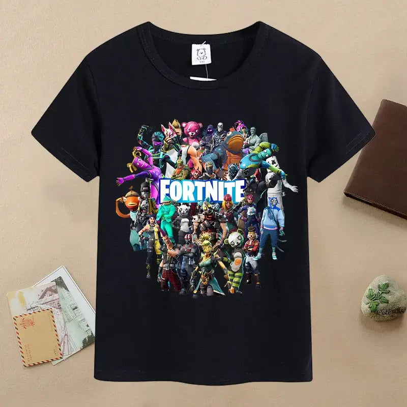 Summer Fortnites Children T-shirt Cartoon Game Figure Printed T-shirt Boys Casual Sports T-shirt Short Sleeves Kids Clothing