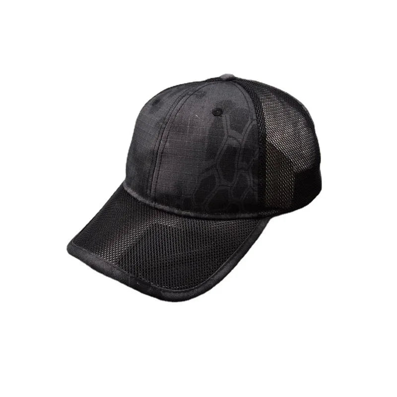 Atmungsaktive Sommer-Baseballkappe aus Mesh für Herren, für große Kopfgrößen, verstellbar, Freizeitkappe, Camouflage-Design, Outdoor-Dschungelkappe, Herren, 62 cm