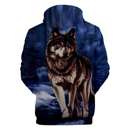Cool Space Galaxy Wolf Hoodie Hoodies Men Bright Wolf Fashion Handsome Wolf Hoddies Spring Autumn Pullovers Sweatshirts Sweat
