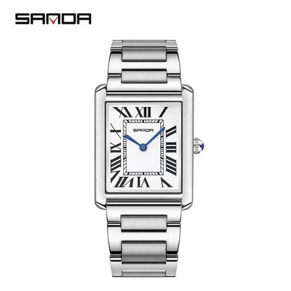 SANDA 9031/1108 Sport Casual Women Men Quartz Watches Reloj Luxury Couple Watch Resistant Leather Strap Square Dial Waterproof