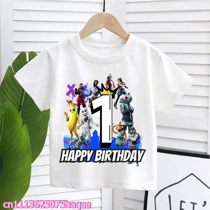 Fortnites Kids T-shirts Birthday Number 1-10 Printed T-shirt Boys Summer Casual Short Sleeves Sports Tops Children's Clothing