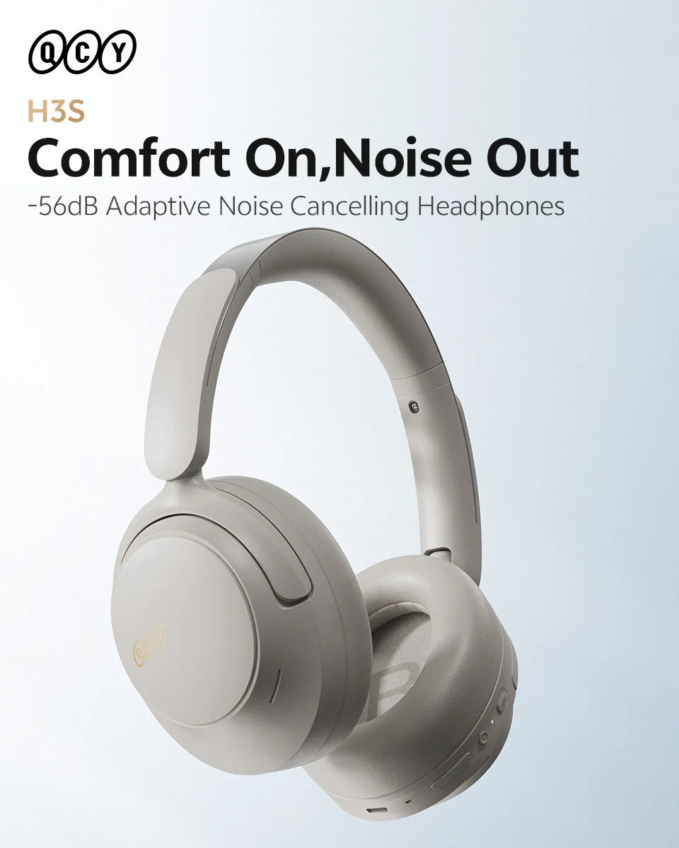 Cuffie Bluetooth 6.0 Over-Ear QCY H3S con ANC adattivo -56dB – Headset wireless Hi-Res LDAC, batteria 102H, audio spaziale Dual Driver