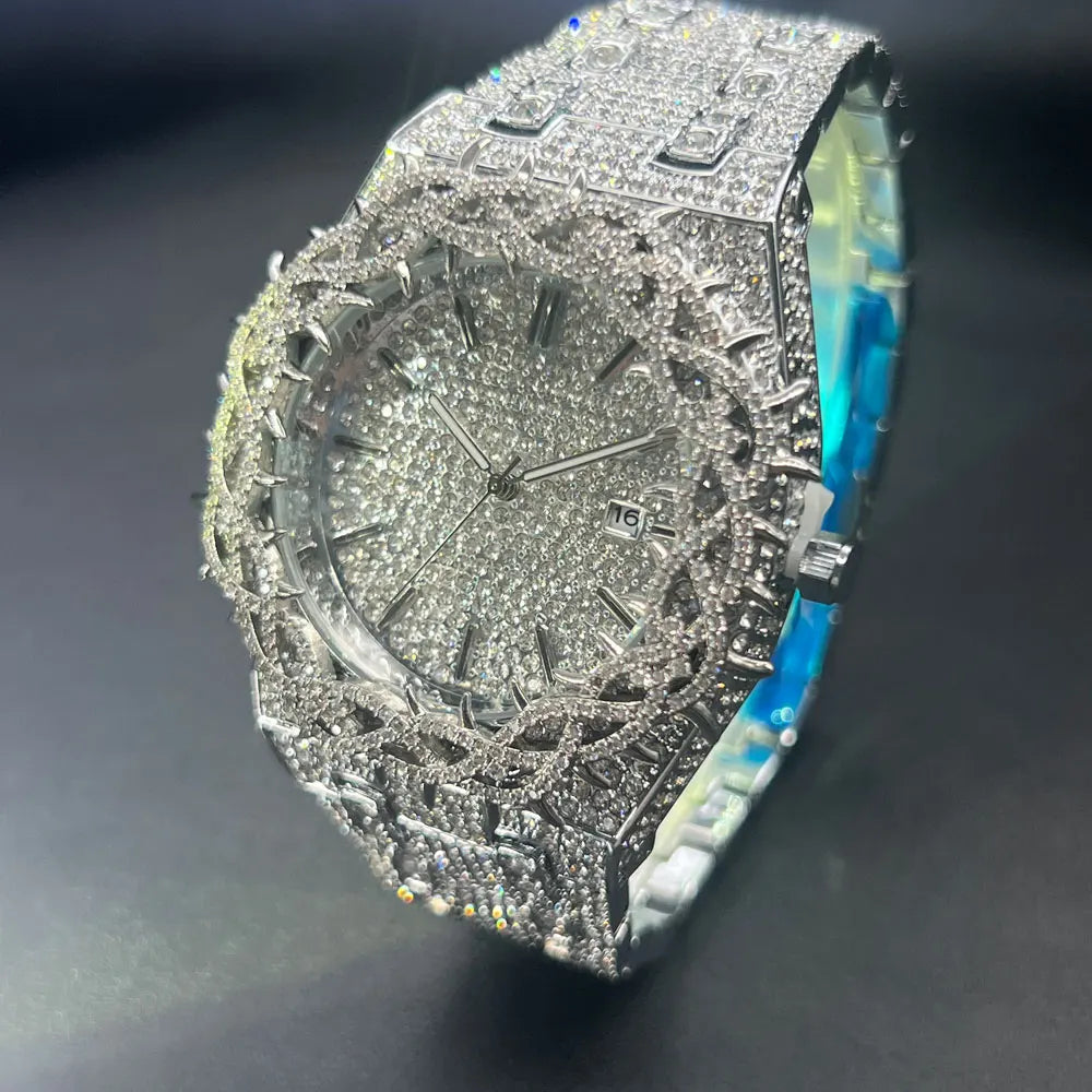 New Luxury Watch For Men Brand MISSFOX Hip Hop Lced Out Diamond Watches Fashion Hollow Out Quartz Clock 2026 Man Dropshipping
