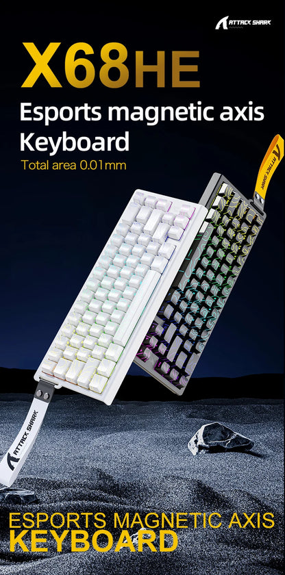 X68HE ATTACK SHARK Magnetic Gaming Keyboard Mechanical Wired for Pro Gaming 0.01mm Rapid Trigger 8000Hz SOCD/Rs 0.125ms 128K Rate