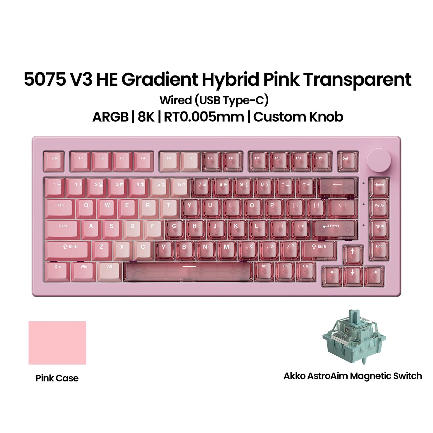 Akko 5075 V3 HE Magnetische Tastatur 75% Custom Mechanische Gaming-Tastatur Rapid Trigger 0.005mm 8K Polling-Rate ARGB