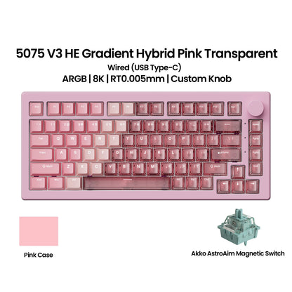 Akko 5075 V3 HE Magnetische Tastatur 75% Custom Mechanische Gaming-Tastatur Rapid Trigger 0.005mm 8K Polling-Rate ARGB