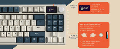 RK86 Wireless Mechanical Keyboard 75% TKL Tri-Mode Gaming Keyboard, Hot Swappable RGB Mechanical Keyboard with Gasket Mount, TFT Smart Display