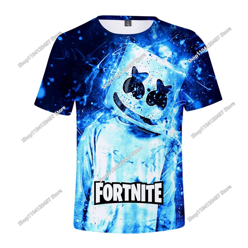 Fortnite Adult Children's Clothing 3D Digital Printing Loose Large Size Short-sleeved T-shirt Kids Summer Tee Tops
