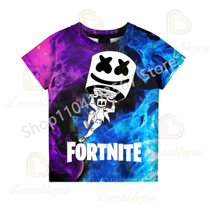 Youth F-Fortnited T-shirt Battle Game Adults Short Sleeve Summer Tees for Teen Boys and Girls