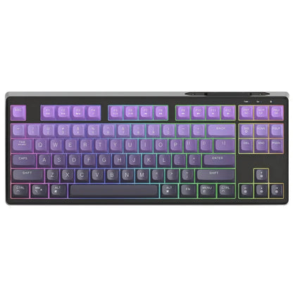 Tastiera gaming wireless Free Wolf M87 75% - Switch silenziosi, retroilluminazione Rainbow, BT/2.4G, copritasti PBT sfumati, design compatto