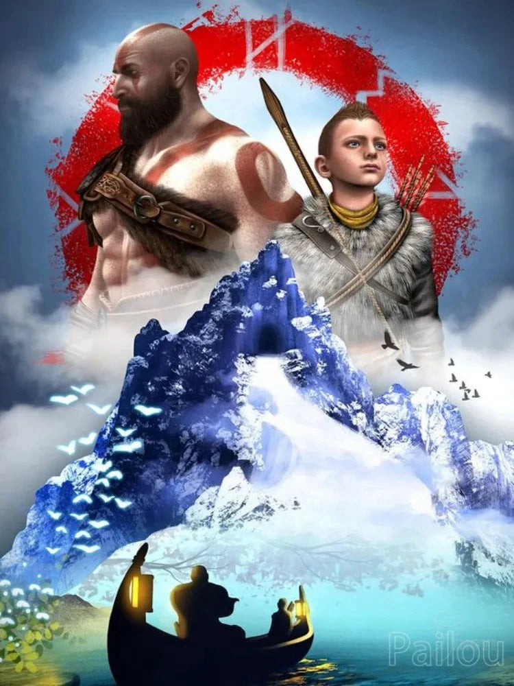 God Of War Ragnarok 5D DIY Diamond Painting Kit Greek Mythology Kratos Art Mosaic Cross Stitch Handcraft Home Room Decor Gift
