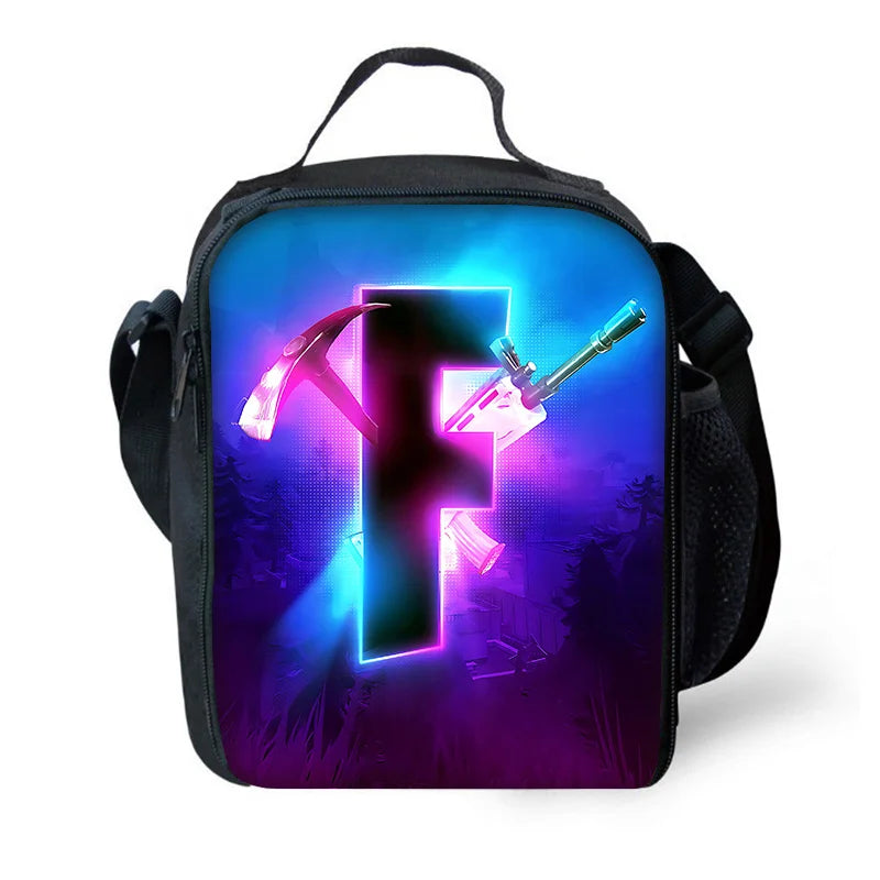 Child School Backpack with Lunch Bags, Pencil Bags, Hot Game Design-F-FortniteS School Bags for Boys Girls Best Gift