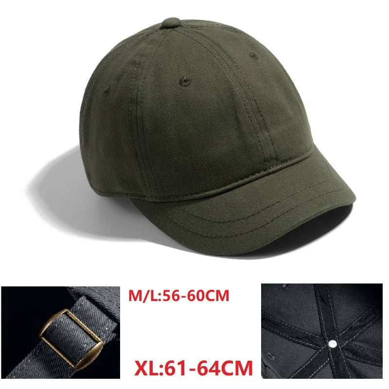 Czapka baseballowa dla mężczyzn z dużym daszkiem, z tyłu zamknięta, z krótkim daszkiem 5 cm, czapki z siateczki dopasowane do głowy, elastyczne czapki z całkowicie zamkniętym tyłem, rozmiary 56–60 cm, 61–65 cm