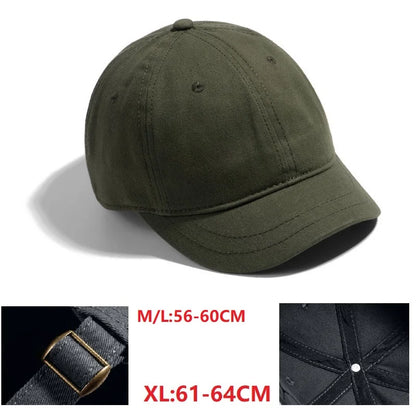 Czapka baseballowa dla mężczyzn z dużym daszkiem, z tyłu zamknięta, z krótkim daszkiem 5 cm, czapki z siateczki dopasowane do głowy, elastyczne czapki z całkowicie zamkniętym tyłem, rozmiary 56–60 cm, 61–65 cm