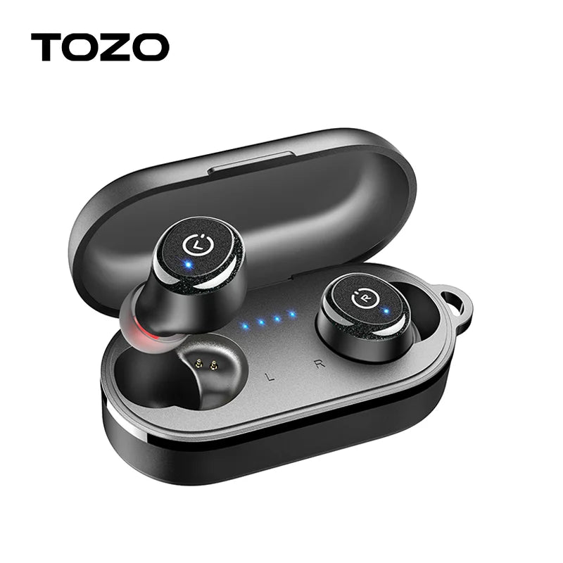 TOZO T10 Bluetooth 5.3 Earphones, Wireless Headphones, AI Enhanced Calling With Deep Bass, IPX8 Waterproof Earbuds, 45H Play