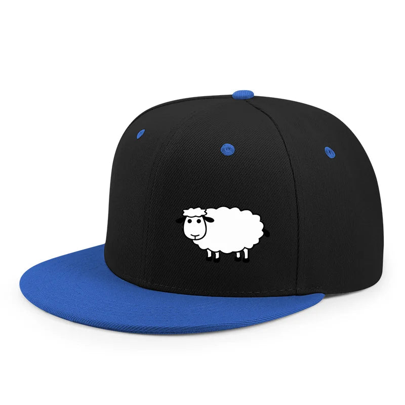 Unisex-Baseballkappe mit verstellbarem Riemen – Streetstyle-Kappe mit flachem Schirm und Schafsmuster – Lässige, vielseitige und personalisierbare Kappe
