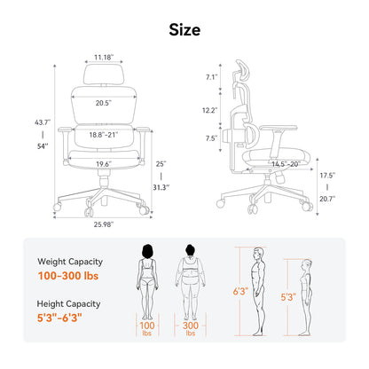 NEWTRAL NT001 Ergonomic Office Chair with Auto-Following Lumbar Support, Adjustable Mesh Office Chair, 3 Recline Angles, 3D Armrests & Adjustable Headrest