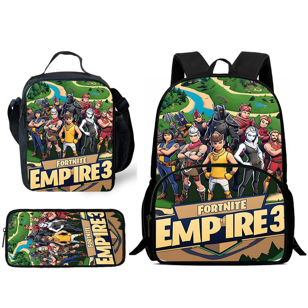 Classic Game FortniteS Child Backpacks Lunch Bag Pencil Case Pupil Large Capacity School Bags For Boy Girl Best Gift
