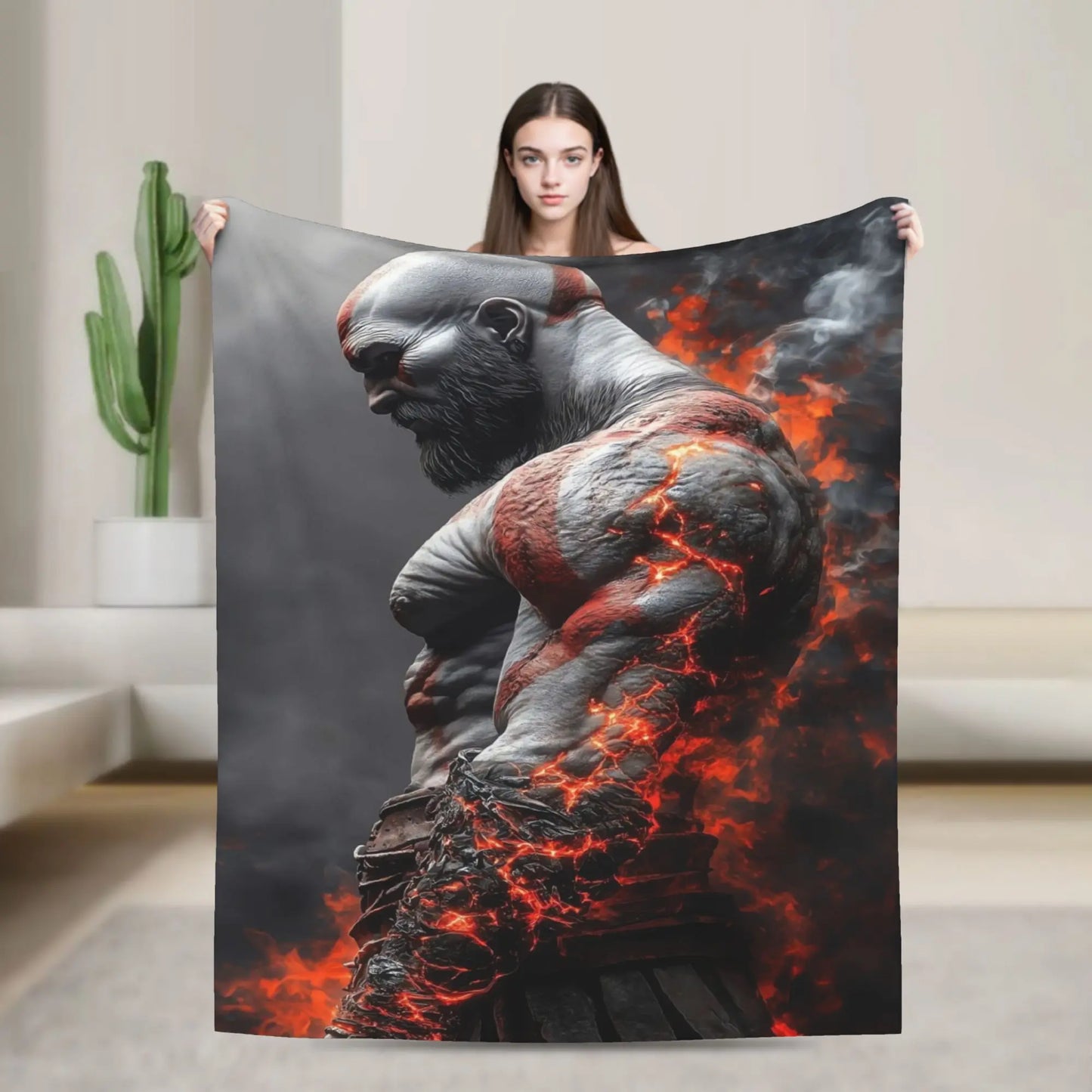 Super Soft Blanket Travel Office God of War Game Gamers Kratos Throw Blanket  Flannel Bedspread For Outdoor Sofa Bed Cover