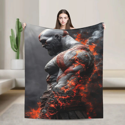 God of War Game Gamers Kratos Blanket  Decorative Flannel Bedding Throws For Couch Chair Sofa Bed Soft Bedspread Gift Idea