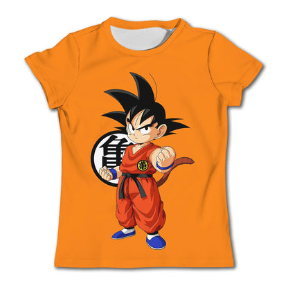 T-shirt Dragon Ball para Criança, Top Tee com Figuras de Anime Son Goku Super Saiyan, T-shirt para Rapaz, Roupa Infantil de Verão de Manga Curta