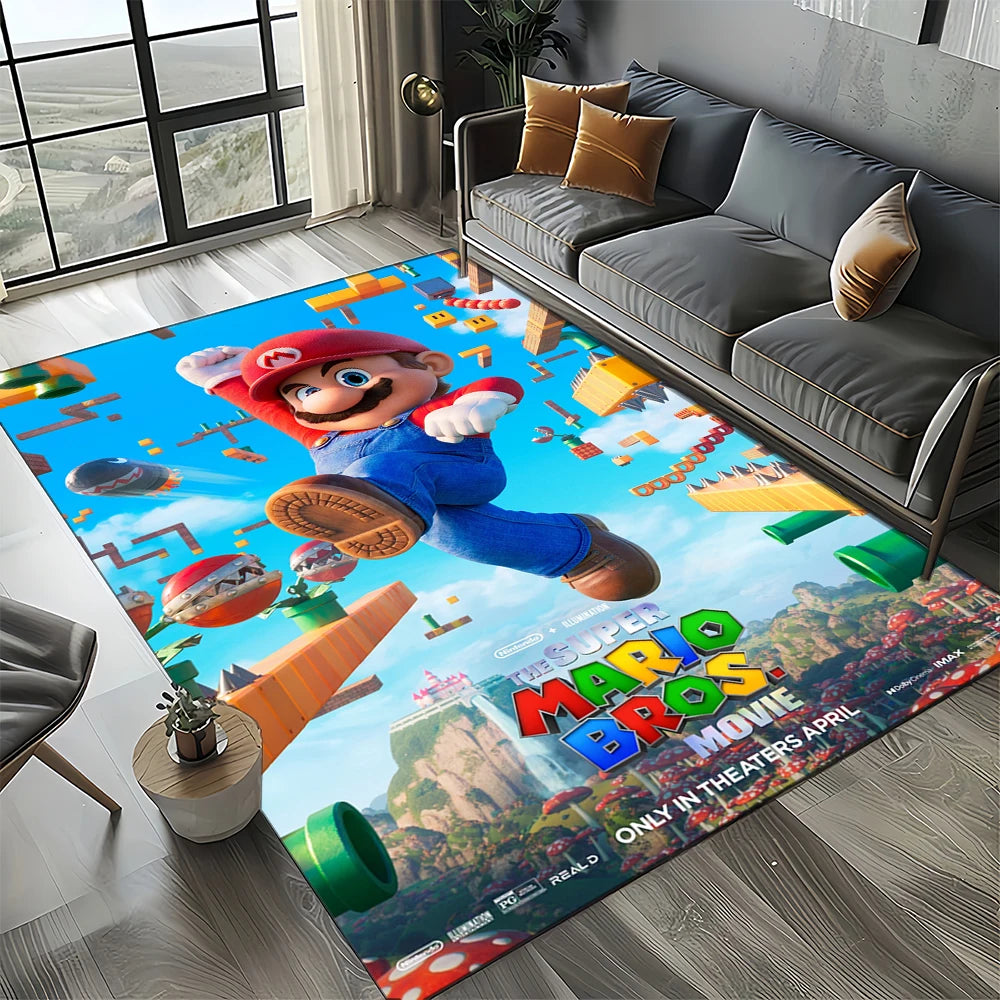 Retro koberec s motivem Mario, koberec do obývacího pokoje, ložnice, na pohovku, rohožka, dekorace, podlahová podložka pro děti