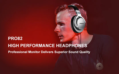 Takstar PRO82 Professional Monitor Headphones – HiFi Stereo Wired Studio Headset for Recording, Gaming & Bass-Adjustable Precision Sound