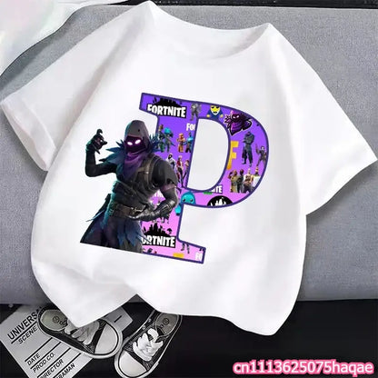 New Fortnites Kids T-shirts Cartoon Letter Graphic T-shirts Boys Girls Summer Casual Sports Short Sleeves Tops Children Clothing
